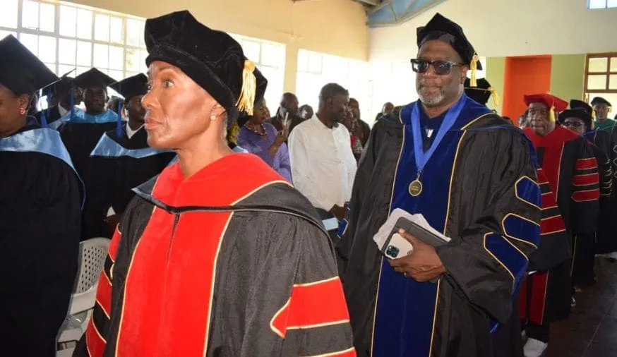 Graduation gowns on display
